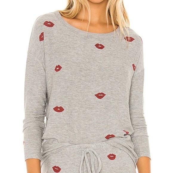 CHASER Cozy Lips Lounge Sweatshirt Pullover Small S - Picture 1 of 10